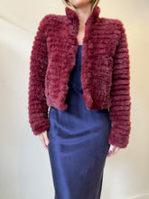 Load image into Gallery viewer, Once Was - Faux Fur Cropped Jacket - Burgundy - 3
