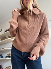 Load image into Gallery viewer, Varley - Cotton 1/4 Zip Ribbed Jumper - Tan - xs
