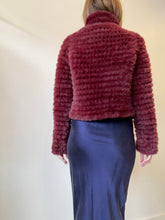 Load image into Gallery viewer, Once Was - Faux Fur Cropped Jacket - Burgundy - 3
