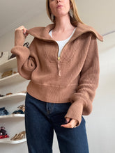 Load image into Gallery viewer, Varley - Cotton 1/4 Zip Ribbed Jumper - Tan - xs
