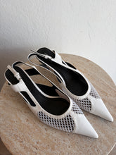 Load image into Gallery viewer, COS - Pointed Mesh Slingback Kitten Heel - White - 40
