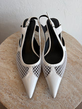 Load image into Gallery viewer, COS - Pointed Mesh Slingback Kitten Heel - White - 40
