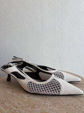 Load image into Gallery viewer, COS - Pointed Mesh Slingback Kitten Heel - White - 40
