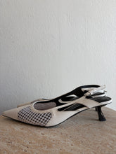 Load image into Gallery viewer, COS - Pointed Mesh Slingback Kitten Heel - White - 40
