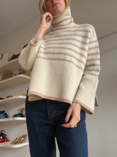 Load image into Gallery viewer, Toteme - Wool Blend High Neck Jumper - Cream/Beige Stripe - XXS
