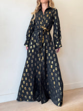 Load image into Gallery viewer, Sarah Lloyd - Angelique Metallic Shirt Maxi Dress - Black - 10 - RRP$899
