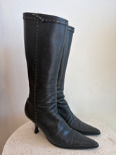 Load image into Gallery viewer, Fendi - Pointed Knee High Boots w Top Stitch - Black Leather- 38.5
