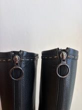 Load image into Gallery viewer, Fendi - Pointed Knee High Boots w Top Stitch - Black Leather- 38.5
