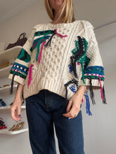 Load image into Gallery viewer, Isabel Marant - Lucky Irish Crewneck 3/4 sleeve  Jumper - Cream/Multi  - 38
