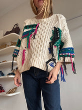 Load image into Gallery viewer, Isabel Marant - Lucky Irish Crewneck 3/4 sleeve  Jumper - Cream/Multi  - 38

