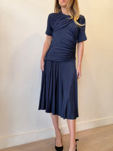 Load image into Gallery viewer, Louis Vuitton - SS Ruched Asymmetrical Drape Maxi Dress - Navy - XL
