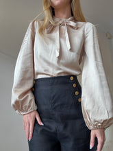 Load image into Gallery viewer, Zimmermann - Long Sleeve Blouse w Neck tie - Nude - 1
