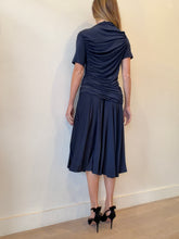 Load image into Gallery viewer, Louis Vuitton - SS Ruched Asymmetrical Drape Maxi Dress - Navy - XL
