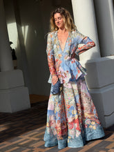 Load image into Gallery viewer, Zimmermann - Illustration Floral Linen/Silk Crystal Embellished Gown  - Blue/Lilac Floral - 1 - RRP$2,750
