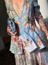 Load image into Gallery viewer, Zimmermann - Illustration Floral Linen/Silk Crystal Embellished Gown  - Blue/Lilac Floral - 1 - RRP$2,750

