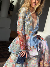 Load image into Gallery viewer, Zimmermann - Illustration Floral Linen/Silk Crystal Embellished Gown  - Blue/Lilac Floral - 1 - RRP$2,750
