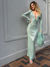 Load image into Gallery viewer, 16arlington - Solaria Sequinned Maxi Column Dress - Mint - 12 - RRP$1338
