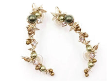 Load image into Gallery viewer, Chanel - Chanel 17 Gold Star Olive Faux Pearl Ear Cuff Earrings - Gold - OS
