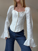 Load image into Gallery viewer, Aje - LS Puff sleeve Corset Top - Ivory - 8 - bnwt - RRP$355
