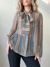 Load image into Gallery viewer, Burberry - Sheer Logo Bow LS Shirt - Check - 10
