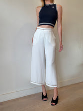 Load image into Gallery viewer, Viktoria &amp; Woods - Cropped Ribbed Top - Navy w White Stripe  - 0
