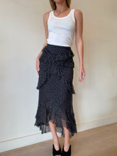 Load image into Gallery viewer, SIR - Silk Tiered Ruffle Spot Print Midi Skirt - 1
