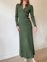 Load image into Gallery viewer, Zimmermann - Polo Ribbed Top (1) &amp; Ribbed Midi (2) Set - Olive
