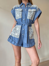 Load image into Gallery viewer, Zimmermann - Crochet &amp; Denim Romper w Belt  - Light Denim - 1
