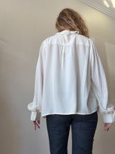 Load image into Gallery viewer, Sezane - LS Silk Blouse w Frill detail - Ivory - 48
