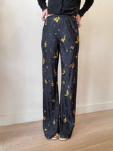 Load image into Gallery viewer, Silk Laundry - Bias Cut Monarch Pants - Black w Orange Butterflies- M - RRP $385
