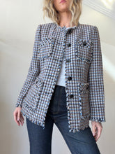 Load image into Gallery viewer, Rebecca Taylor - Tweed Raw Edge Jacket w Pockeys - Navy/pink - 8
