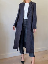 Load image into Gallery viewer, Camilla - Longline Lightweight Silk Blend Coat - Navy Wave- XS
