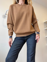 Load image into Gallery viewer, LMND - Crewneck Jumper w Navy Stripe Cuffs - Camel - S-NWT RRP$289
