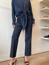 Load image into Gallery viewer, Scanlan Theodore - Classic Silk Shirt w tie front - Navy - 6
