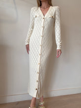 Load image into Gallery viewer, Zimmermann - Pointelle Knit Midi Dress w Gold Button  - Ivory - 1 - RRP$995
