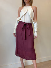 Load image into Gallery viewer, Arlington Milne - Tie Waist Flared Midi Skirt - Burgundy - S
