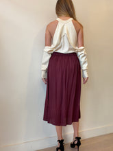 Load image into Gallery viewer, Arlington Milne - Tie Waist Flared Midi Skirt - Burgundy - S
