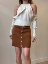 Load image into Gallery viewer, Sezane - Louisa Button Wool Mini Skirt - Hazelnut - S
