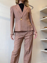 Load image into Gallery viewer, Scanlan Theodore - Double Breasted Blazer w Gold Button - Tan - 10
