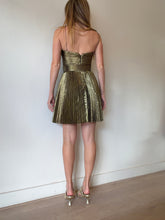Load image into Gallery viewer, Rebecca Vallance - JosIe Pleated Metallic Twill Mini  - Dress - Gold  - 4 - RRP$885
