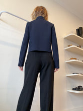 Load image into Gallery viewer, Scanlan Theodore - Boxy Crepe Knit Collared Jacket w buttons  - Navy - S
