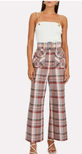 Load image into Gallery viewer, Zimmermann - Check  Cropped Pants w belt - Pink blue check - 1
