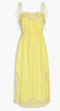 Load image into Gallery viewer, Zimmermann - Brodie Linen Midi dress - Yellow w lace detail - 1 - RRP$850
