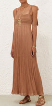 Load image into Gallery viewer, Zimmermann - Ottie Metalic Tie Midi dress - Brown - 0 - bnwt - RRP$850
