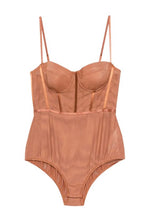 Load image into Gallery viewer, Zimmermann - Ribbon-trim corset Mesh Bodysuit - Brown - 0 - RRP$985
