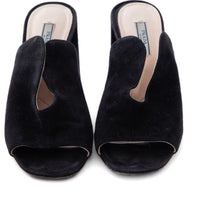 Load image into Gallery viewer, Vintage Prada - Wave Cutout Block Heel Mule - Black Suede - 37.5
