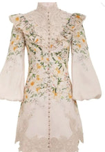 Load image into Gallery viewer, Zimmermann - Coaster Battenburg Blush Garden Floral Mini Dress - Blush Floral  - 2 - RRP $1200
