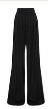Load image into Gallery viewer, Alex Perry - Pin Stripe Pleat Pants - Black w silver stripe - 10 - bnwt

