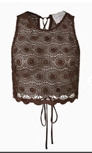 Load image into Gallery viewer, Viktoria &amp; Woods - Mystery Crop Crochet Lace Top - Cacao - 1
