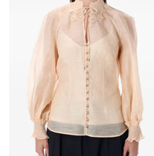Load image into Gallery viewer, Zimmermann - Rebellion Floral Lace Collar Blouse - Peach - 2 - RRP$1615

